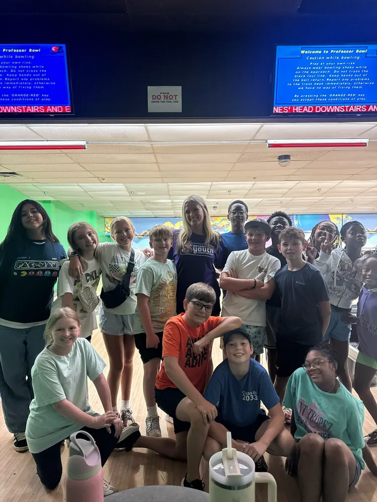 Bryant Youth Association summer camp kids and staff on a bowling field trip from Bryant, AR